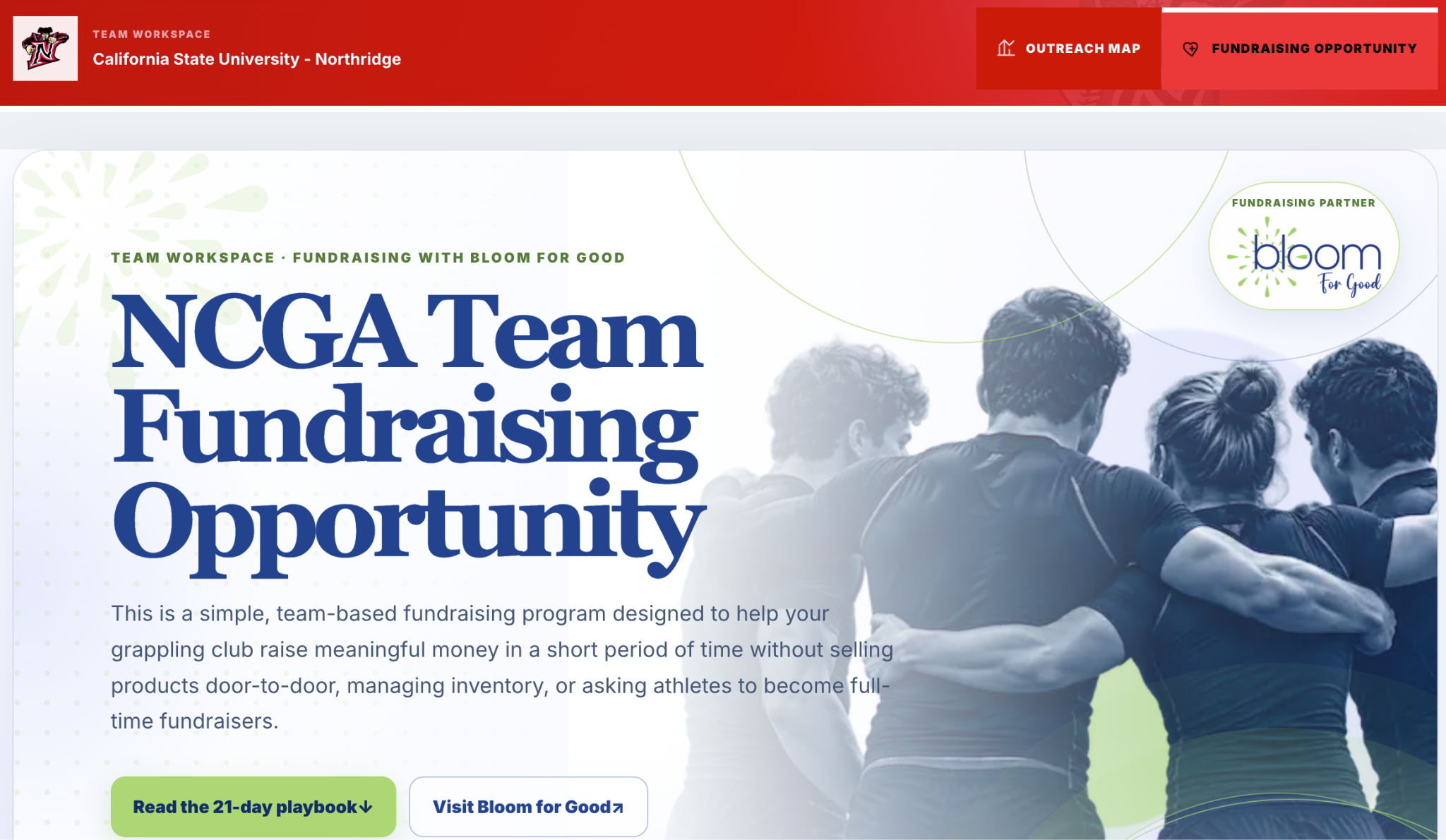 NCGA Team Fundraising Opportunity banner with Bloom for Good partnership