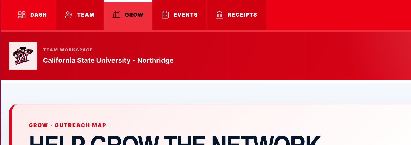 NCGA Grow tab showing outreach tools