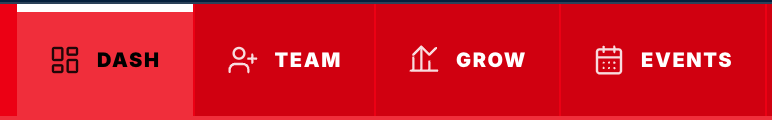NCGA member workspace navigation showing Dash, Team, Grow, and Events tabs