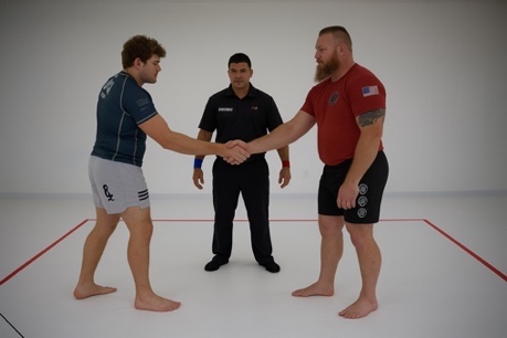 Shaking competitor’s hand gesture